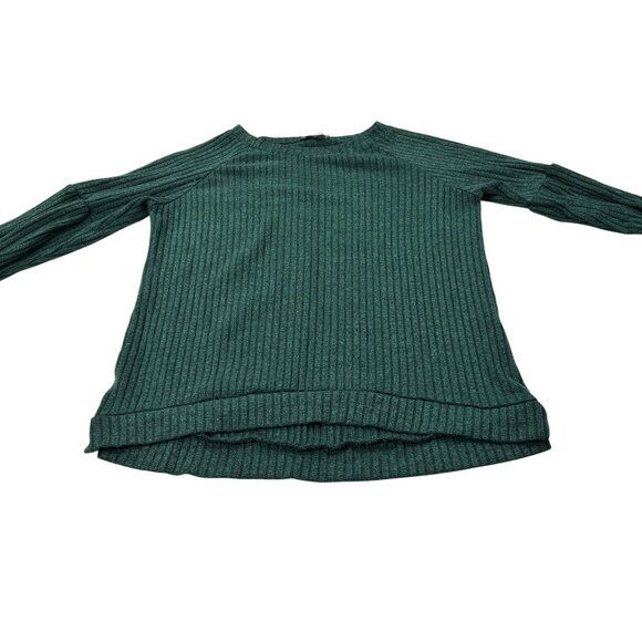 Chenault Womens Ribbed Knit Emerald Green Long Sleeve Top S - Picture 4 of 10
